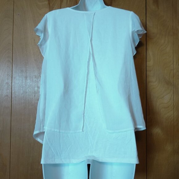 A. Byer Women's Medium Short Flutter Sleeve Layered Pullover Blouse NWT - Picture 6 of 6